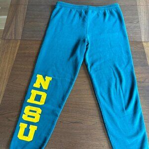 NDSU blue sweatpants with yellow spellout
